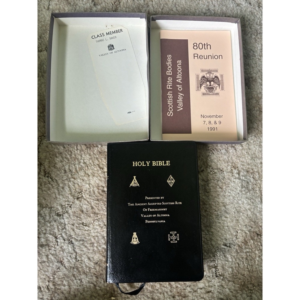 Scottish Rite Freemason Holy Bible Valley of Altoona PA 1991 Reunion Boxed